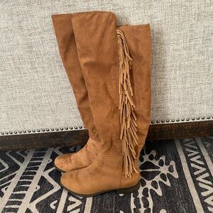 COPY - Suede, knee-high fringe boots, size 7 1/2